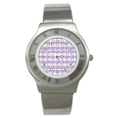 Floral Stripes Pattern Stainless Steel Watch by dflcprints