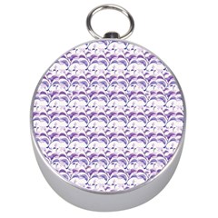 Floral Stripes Pattern Silver Compasses by dflcprints