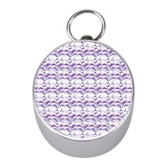 Floral Stripes Pattern Mini Silver Compasses