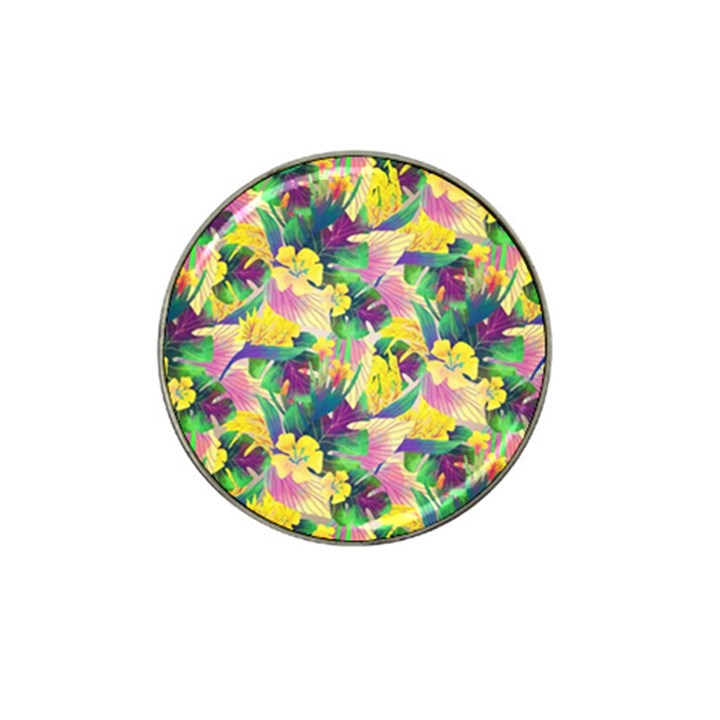 Tropical Flowers And Leaves Background Hat Clip Ball Marker