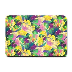 Tropical Flowers And Leaves Background Small Doormat  by TastefulDesigns