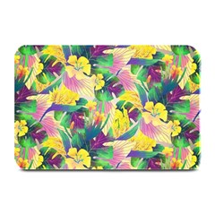 Tropical Flowers And Leaves Background Plate Mats