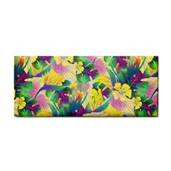 Tropical Flowers And Leaves Background Hand Towel