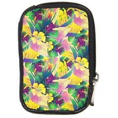 Tropical Flowers And Leaves Background Compact Camera Cases by TastefulDesigns