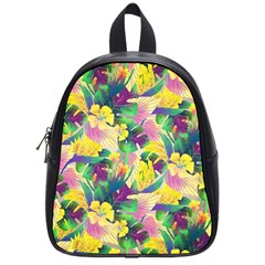 Tropical Flowers And Leaves Background School Bags (small) 