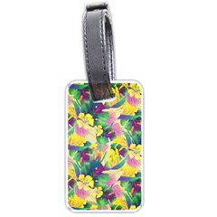 Tropical Flowers And Leaves Background Luggage Tags (one Side) 