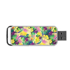 Tropical Flowers And Leaves Background Portable Usb Flash (one Side)