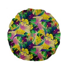 Tropical Flowers And Leaves Background Standard 15  Premium Round Cushions