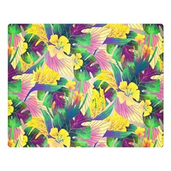 Tropical Flowers And Leaves Background Double Sided Flano Blanket (large) 