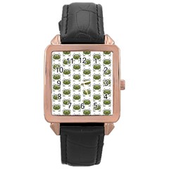 Funny Robot Cartoon Rose Gold Leather Watch 