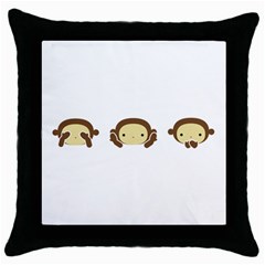 Three Wise Monkeys Throw Pillow Case (black) by Shopimaginarystory