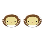 Three Wise Monkeys Cufflinks (Oval) Front(Pair)