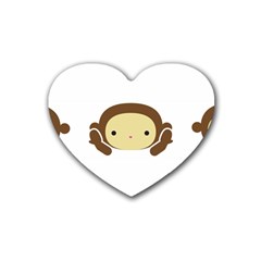 Three Wise Monkeys Rubber Coaster (heart)  by Shopimaginarystory