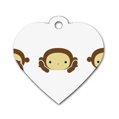 Three Wise Monkeys Dog Tag Heart (two Sides) by Shopimaginarystory