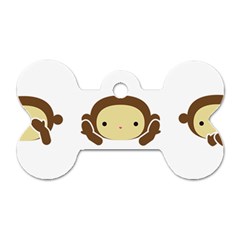 Three Wise Monkeys Dog Tag Bone (two Sides)