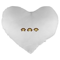 Three Wise Monkeys Large 19  Premium Heart Shape Cushions by Shopimaginarystory