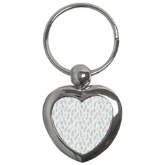 Whimsical Feather Pattern Dusk Blue Key Chain (heart) by Zandiepants