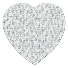 Whimsical Feather Pattern Dusk Blue Jigsaw Puzzle (heart) by Zandiepants