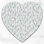 Whimsical Feather Pattern Dusk Blue Jigsaw Puzzle (Heart) Front