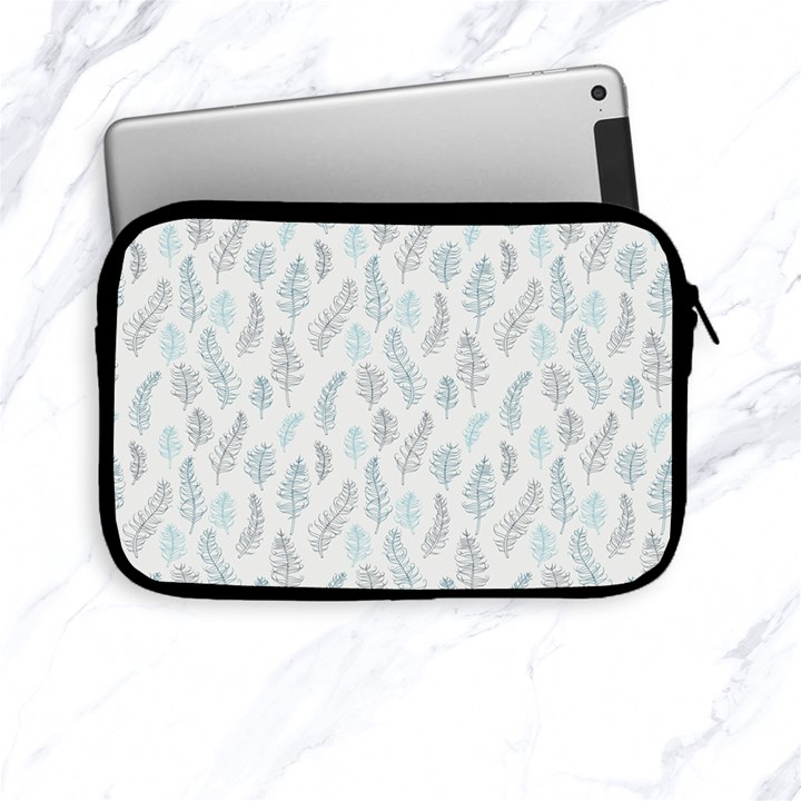 Whimsical Feather Pattern Dusk Blue Apple iPad Mini Zipper Case