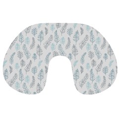 Whimsical Feather Pattern Dusk Blue Travel Neck Pillow