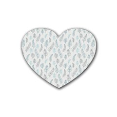 Whimsical Feather Pattern Dusk Blue Heart Coaster (4 Pack) by Zandiepants