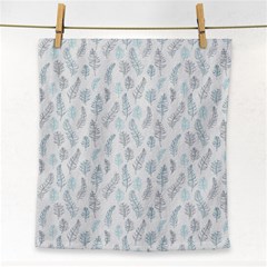 Whimsical Feather Pattern Dusk Blue Face Towel by Zandiepants