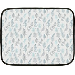 Whimsical Feather Pattern Dusk Blue Double Sided Fleece Blanket (mini) by Zandiepants