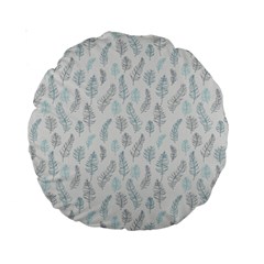 Whimsical Feather Pattern Dusk Blue Standard 15  Premium Round Cushion  by Zandiepants