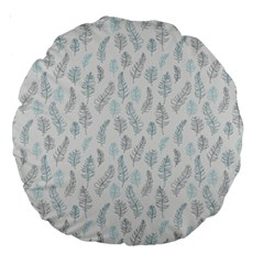 Whimsical Feather Pattern Dusk Blue Large 18  Premium Round Cushion  by Zandiepants