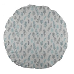 Whimsical Feather Pattern Dusk Blue Large 18  Premium Flano Round Cushion  by Zandiepants