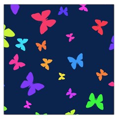 Colourful Butterfly Navy Print Large Satin Scarf (square)