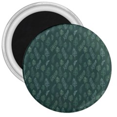 Whimsical Feather Pattern, Forest Green 3  Magnet by Zandiepants