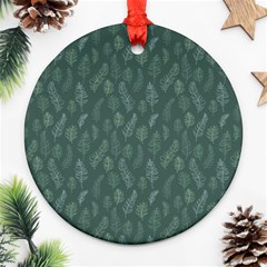 Whimsical Feather Pattern, Forest Green Ornament (round) by Zandiepants