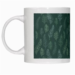 Whimsical Feather Pattern, Forest Green White Mug by Zandiepants