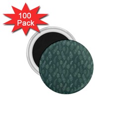 Whimsical Feather Pattern, Forest Green 1 75  Magnet (100 Pack)  by Zandiepants