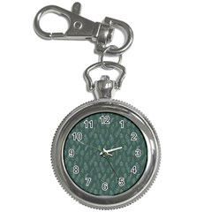 Whimsical Feather Pattern, Forest Green Key Chain Watch by Zandiepants