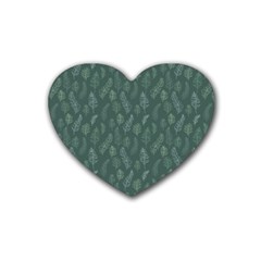 Whimsical Feather Pattern, Forest Green Heart Coaster (4 Pack) by Zandiepants