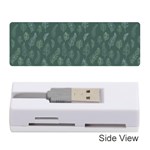 Whimsical Feather Pattern, Forest Green Memory Card Reader (Stick) Front