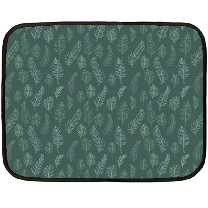 Whimsical Feather Pattern, Forest Green Double Sided Fleece Blanket (Mini)