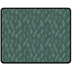 Whimsical Feather Pattern, Forest Green Fleece Blanket (medium)