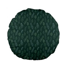 Whimsical Feather Pattern, Forest Green Standard 15  Premium Flano Round Cushion 