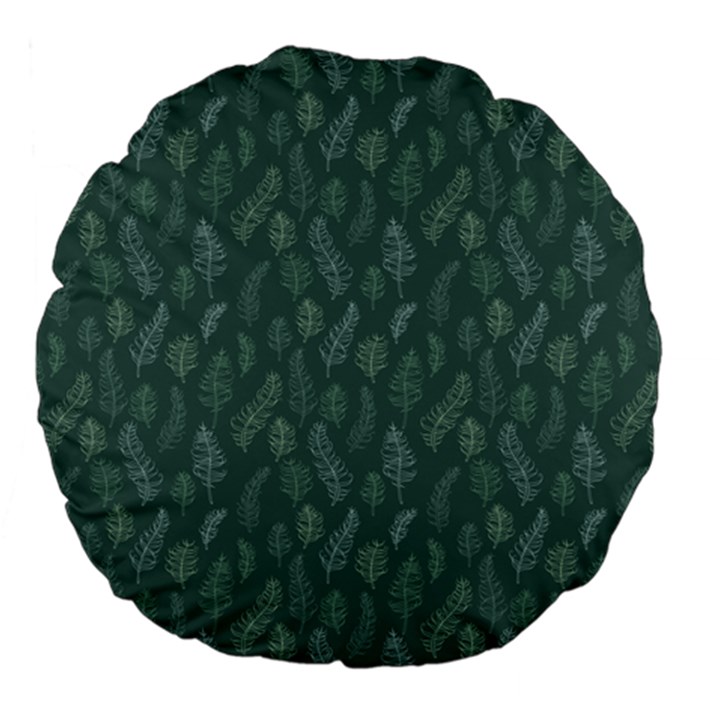 Whimsical Feather Pattern, Forest Green Large 18  Premium Flano Round Cushion 