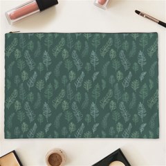 Whimsical Feather Pattern, Forest Green Cosmetic Bag (xxl) by Zandiepants