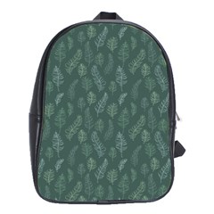 Whimsical Feather Pattern, Forest Green School Bag (xl) by Zandiepants