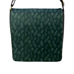 Whimsical Feather Pattern, Forest Green Flap Closure Messenger Bag (l) by Zandiepants