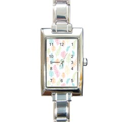 Whimsical Feather Pattern,Fresh Colors, Rectangle Italian Charm Watch