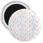 Whimsical Feather Pattern,Fresh Colors, 3  Magnet Front