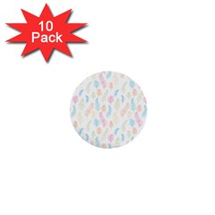 Whimsical Feather Pattern,Fresh Colors, 1  Mini Button (10 pack) 