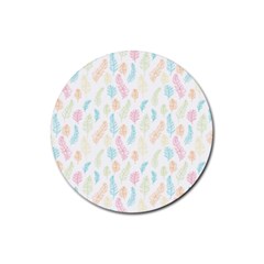 Whimsical Feather Pattern,fresh Colors, Rubber Coaster (round) by Zandiepants